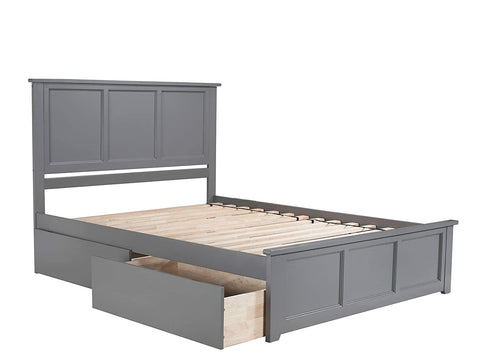 AFI Madison Platform Matching Footboard and Turbo Charger with Urban Bed Drawers, Queen, Grey