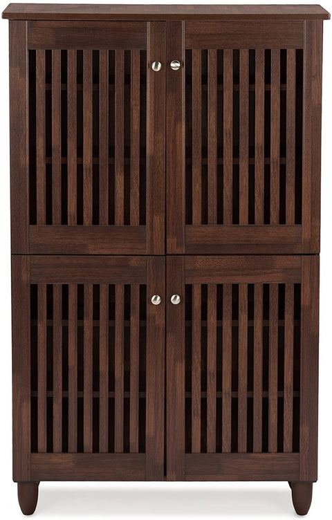 Oakestry Oakestry Fernanda Modern and Contemporary 4-Door Oak Brown Wooden Entryway Shoes Storage Tall Cabinet