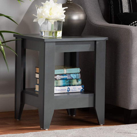 Oakestry Audra Modern and Contemporary Grey Finished Wood Living Room End Table