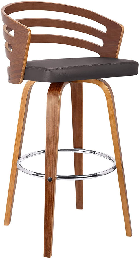 Oakestry Jayden Mid-Century Swivel Counter Height Barstool, 26&#34;, Brown