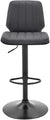 Oakestry Sabine Adjustable Swivel Gray Faux Leather and Black Metal Bar Stool