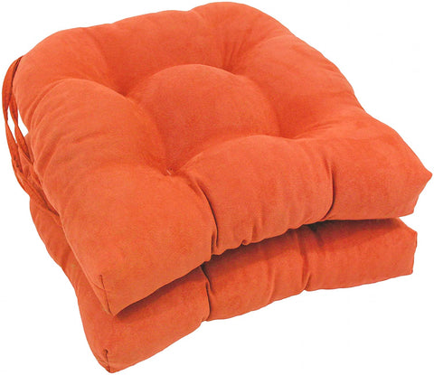 Oakestry Solid Microsuede U-Shaped Tufted Chair Cushions (Set of 2), 16&#34;, Tangerine Dream