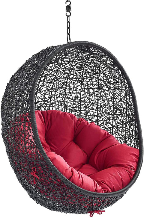 Oakestry EEI-3636-BLK-RED Encase Swing Outdoor Patio Lounge Chair Without Stand, Black Red