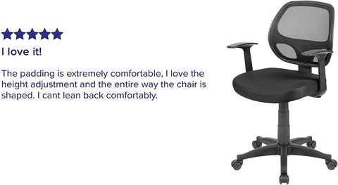 Oakestry Mid-Back Black Mesh Swivel Ergonomic Task Office Chair with T-Arms - Desk Chair