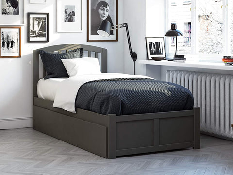 Oakestry Richmond Bed with Footboard and Twin Extra Long Trundle, XL, Grey