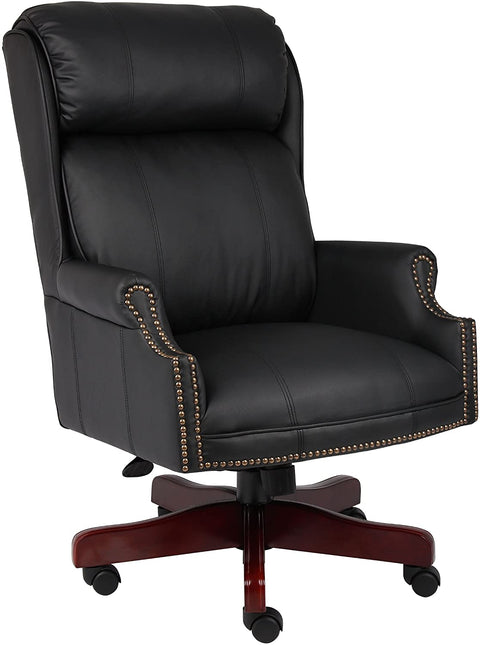 Oakestry Traditional High Back CaressoftPlus Chair with Mahogany Base in Black