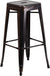 Oakestry Commercial Grade 30&#34; High Backless Black-Antique Gold Metal Indoor-Outdoor Barstool with Square Seat