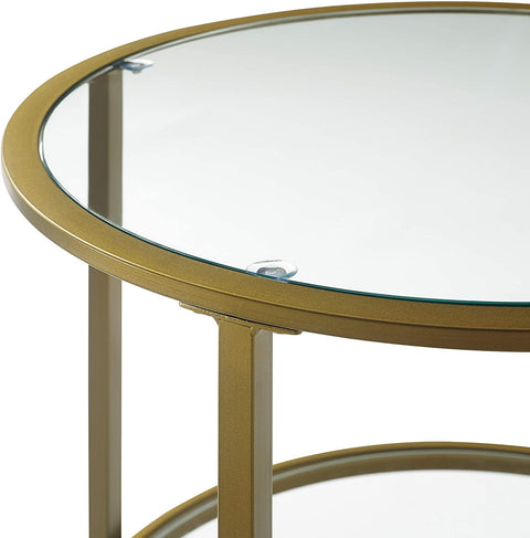 Oakestry CF1309-GL Aimee Side Table, Gold and Glass