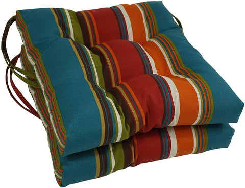 Oakestry Spun Polyester Patterned Outdoor Square Tufted Chair Cushions Set, Set of 2, 16&#34;, Basalto Cherry