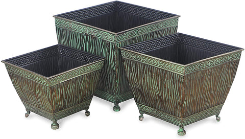 Oakestry 4770-3 Set of 3 Metal Planter, Multicolored