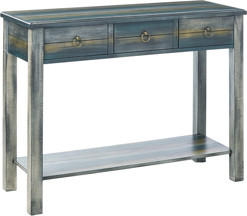 Oakestry Glancio Console Table - - Antique White &amp; Teal