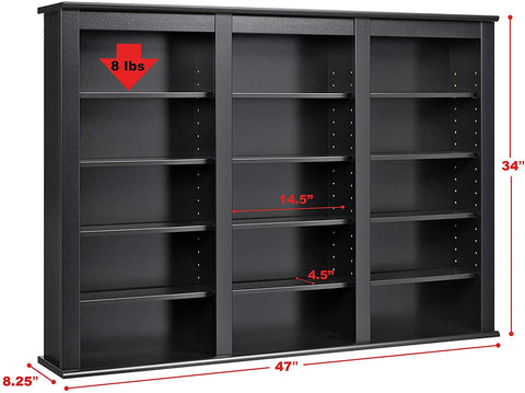 Oakestry Black Large Capacity Wall Media Storage Rack
