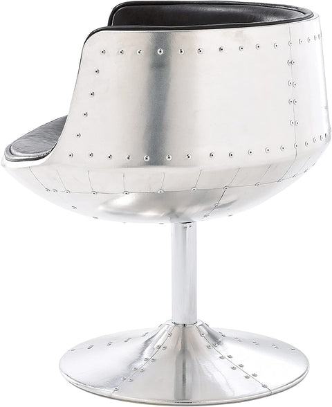 Oakestry Conan PU Leather Swivel Chair,Aluminum Legs,Distressed Java Brown