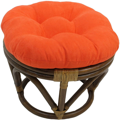 Oakestry Solid Microsuede Tufted Round Footstool Cushion, 18&#34;, Tangerine Dream