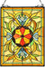 Oakestry CH8P012GV24-VRT Adelia Tiffany-Style Victorian Stained Glass Window Panel 24&#34; Height, Black