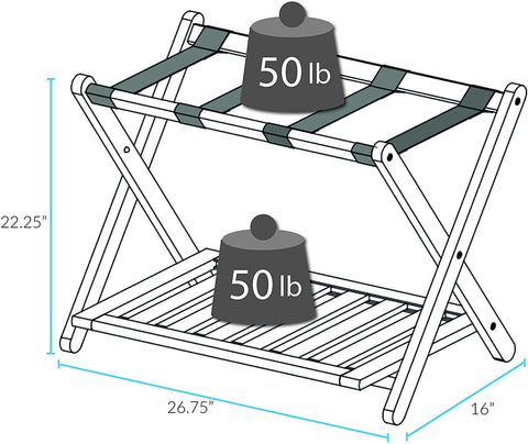 Oakestry Luggage Rack with Shelf, Natural