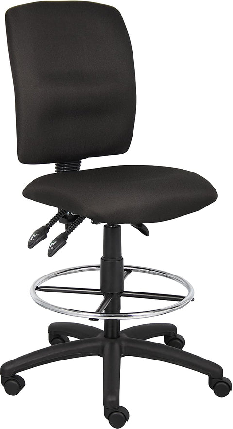 Oakestry Multi-Function Fabric Drafting Stool without Arms in Black