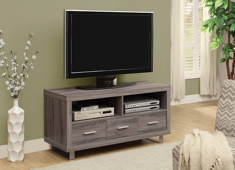 Oakestry Reclaimed-Look TV Console with 3 Drawers, 48-Inch, Dark Taupe