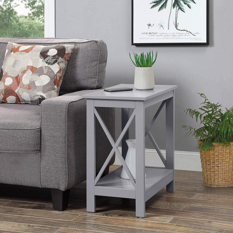 Oakestry Oxford Chairside End Table with Shelf, Gray