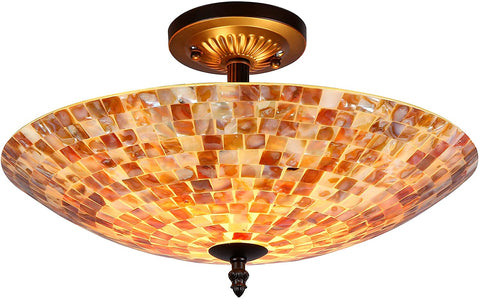Oakestry CH3CD28CC16-UF2 Shelley Mosaic Semi-Flush Ceiling Fixture with 16&#34; Shade
