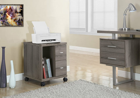 Oakestry I Reclaimed-Look 2 Drawer Computer Stand/Castor, Dark Taupe