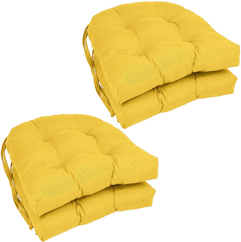 Oakestry Solid Twill U-Shaped Tufted Chair Cushions (Set of 4), 16&#34;, Sunset