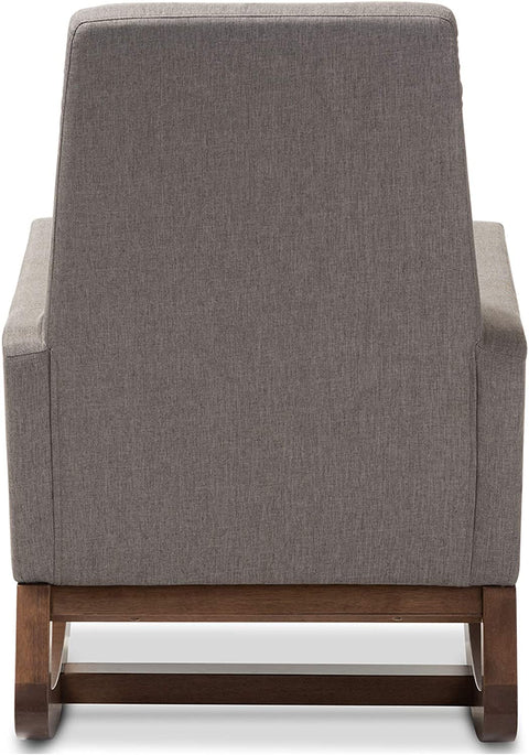 Oakestry Yashiya Mid Century Retro Modern Fabric Upholstered Rocking Chair, Grey