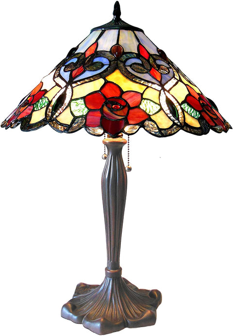 Oakestry CH15056RF17-TL2 Lindsay Tiffany-Style RosesTable Lamp with 17&#34; Shade
