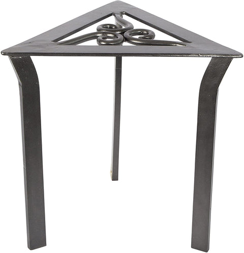 Oakestry Triangular Trivet Wrought Iron Plant Stand, Graphite