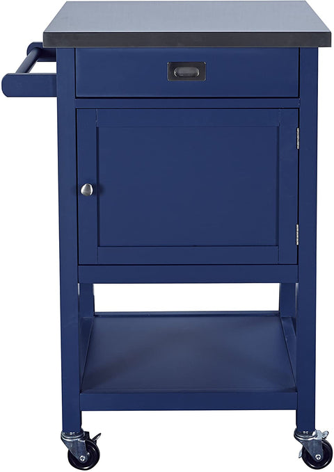 Oakestry Sydney Wood Kitchen Apartment Cart in Blue
