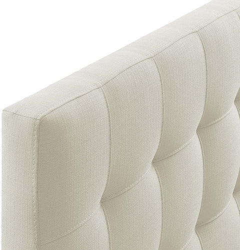 Oakestry Lily Tufted Linen Fabric Upholstered Full Headboard in Ivory