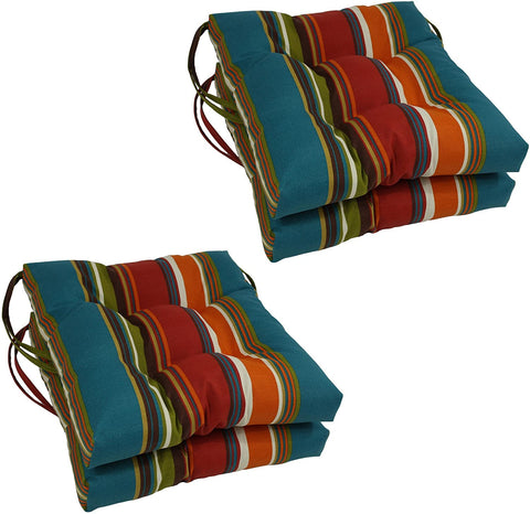 Oakestry Spun Polyester Patterned Outdoor Square Tufted Chair Cushions Set, Set of 4, 16&#34;, Basalto Cherry