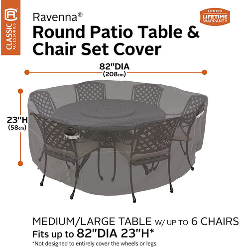 Oakestry Ravenna Water-Resistant 82 Inch Round Patio Table &amp; Chair Set Cover