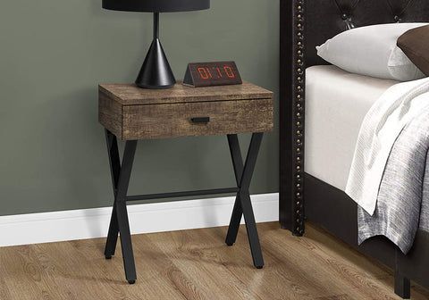 Oakestry TABLE-24 H/BROWN RECLAIMED WOOD/BLACK METAL ACCENT, END TABLE, NIGHT STAND