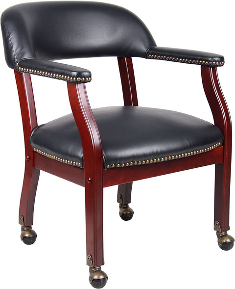 Boss Office Products Traditional Captain&#39;s Guest Arm Chair with Casters