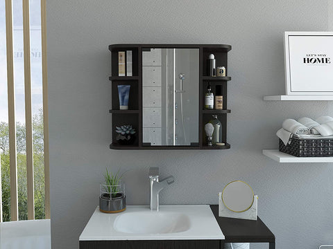 Oakestry Black Modern Engineered Wood Milan Medicine Cabinet