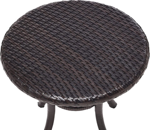Oakestry CO7217-BR Palm Harbor Outdoor Wicker Round Side Table, Brown