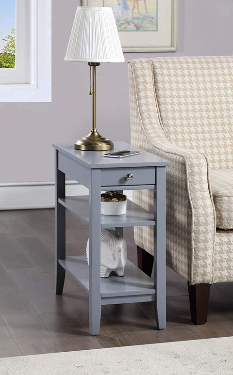 Oakestry American Heritage 1 Drawer Chairside End Table with Shelves, Gray