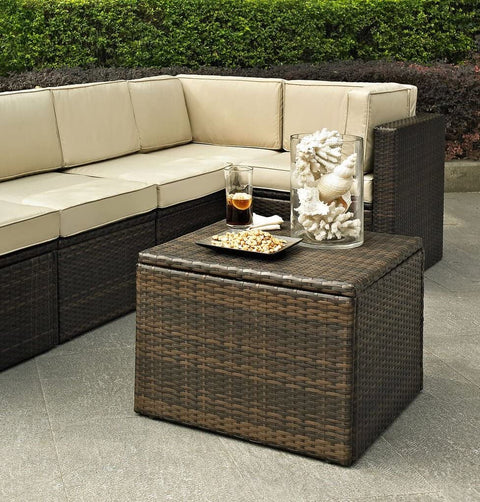 Oakestry CO7202-BR Palm Harbor Outdoor Wicker Coffee Table, Brown