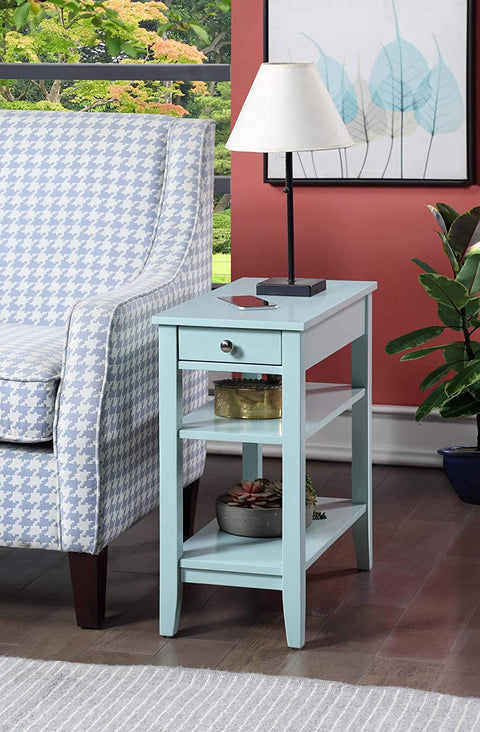 Oakestry American Heritage 1 Drawer Chairside End Table with Shelves, Sea Foam