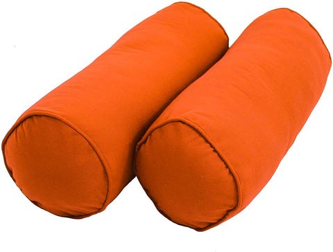 Oakestry Corded Microsuede Bolster Pillows (Set of 2), 20&#34; x 8&#34;, Tangerine Dream, 2 Count