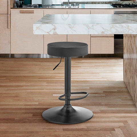 Oakestry Dax Backless Dark Gray Faux Leather Adjustable Height Bar Stool