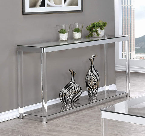 Oakestry Claude Rectangular Sofa Table with Shelf Clear