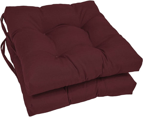 Oakestry Solid Twill Square Tufted Chair Cushions (Set of 2), 16&#34;, Burgundy