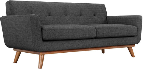 Oakestry Engage Mid-Century Modern Upholstered Fabric Loveseat in Gray