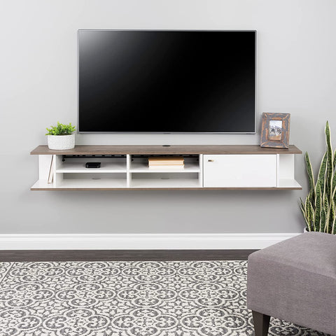 Oakestry Wall Mounted Media Console with Door, 70&#34;, White