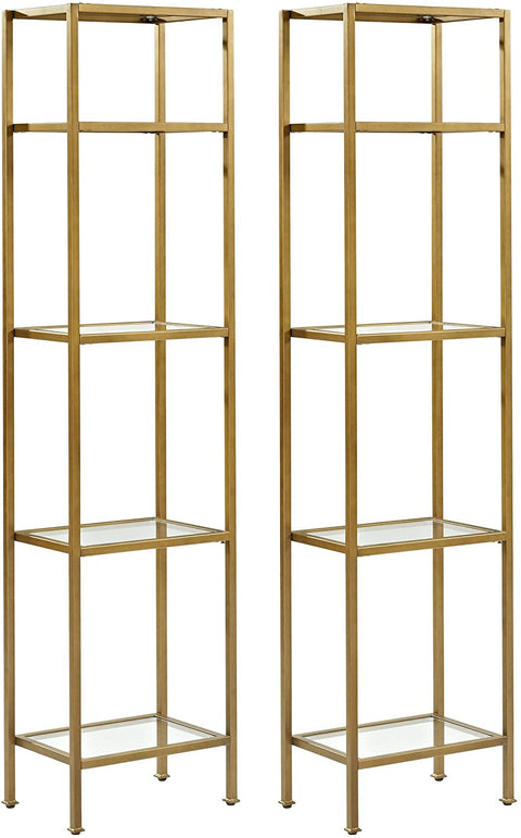 Oakestry Aimee Narrow Etagere Set, Gold and Glass