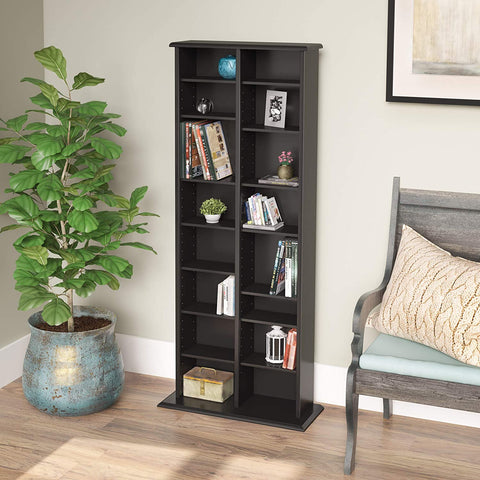 Oakestry Double Media (DVD,CD,Games) Storage Tower, Black