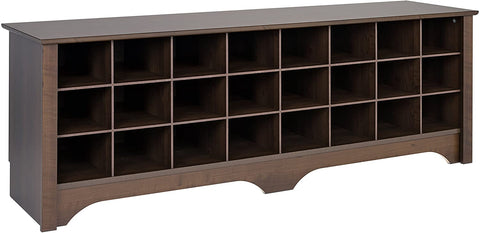 Oakestry 24 Pair Shoe Storage Cubby Bench, Espresso