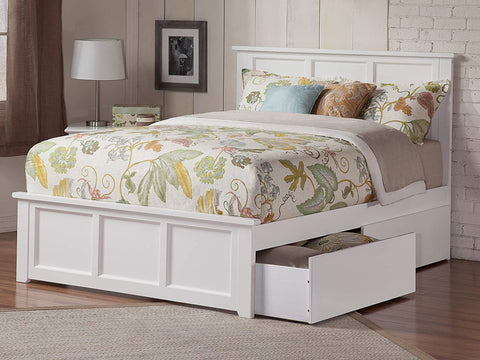 AFI Madison Platform Matching Footboard and Turbo Charger with Urban Bed Drawers, Queen, White
